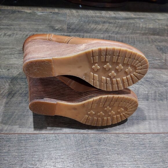 Lucky Brand Leather Norice Lace-Up Wedge Heels Ankle Boots Women's Size 7.5 - Picture 3 of 10